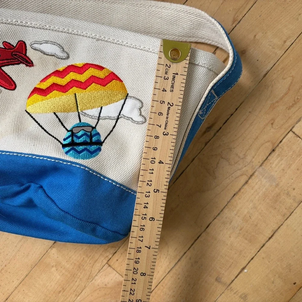 Lands End Easter Tote Basket Canvas Eggs Airplane Boy Theme Easter Basket